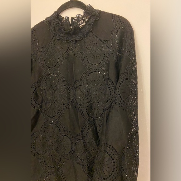 Sezane Becall Lace Long Sleeve Blouse Black Size FR 34/US 2 - Picture 4 of 10